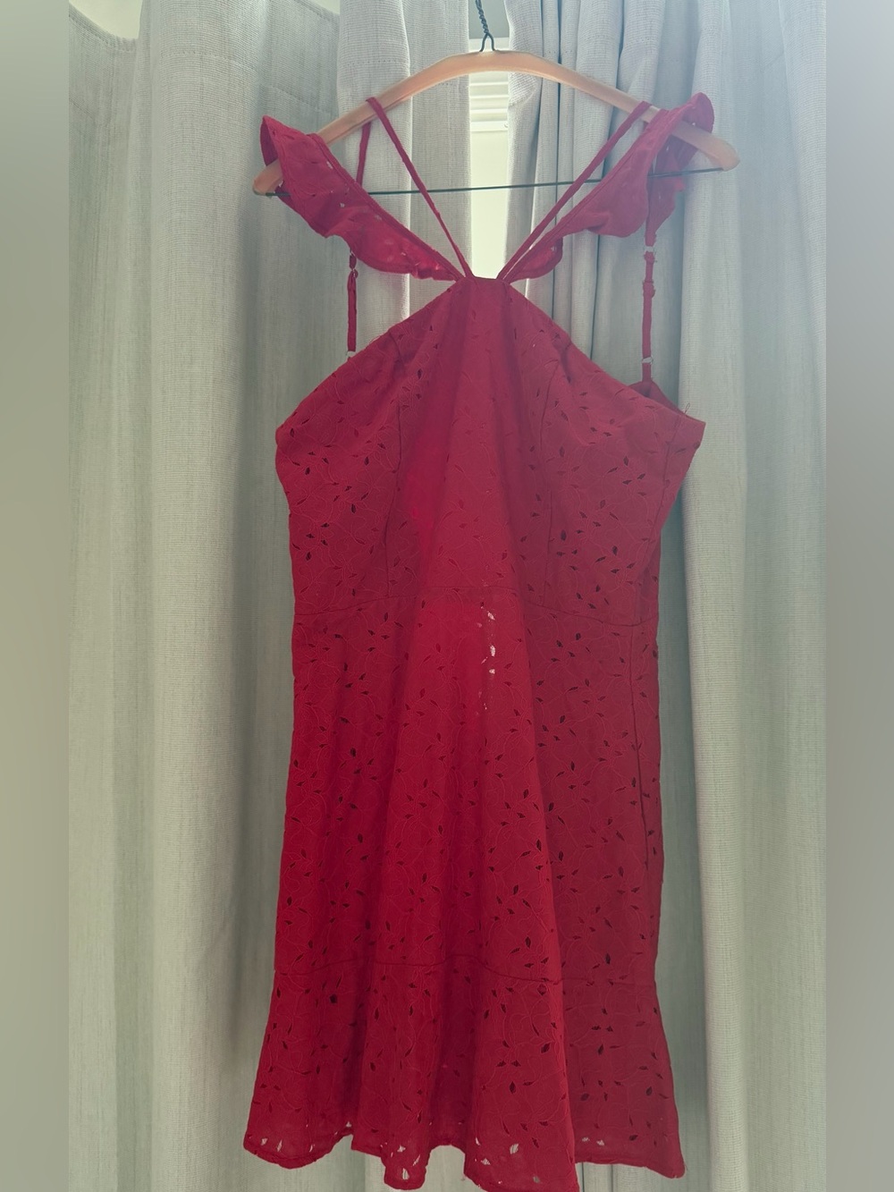 Red Eyelet Sundress with double strap shoulders